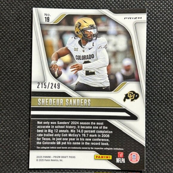 2025 Prizm Draft Picks Shedeur Sanders RC Rookie Blue #/249 SP Browns Buffaloes - Picture 2 of 2